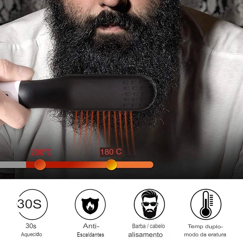 Escova de alisamento de barba , uso seco e molhado, modelador