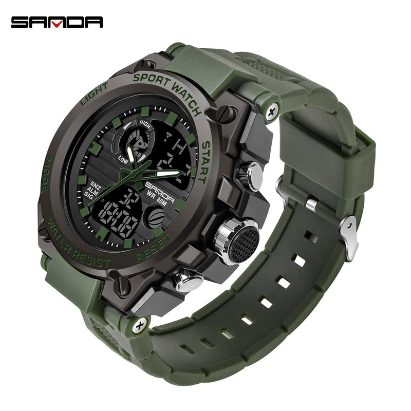 Relógio Masculino Sport Watch Sanda Prova D'água + Display LEDProva