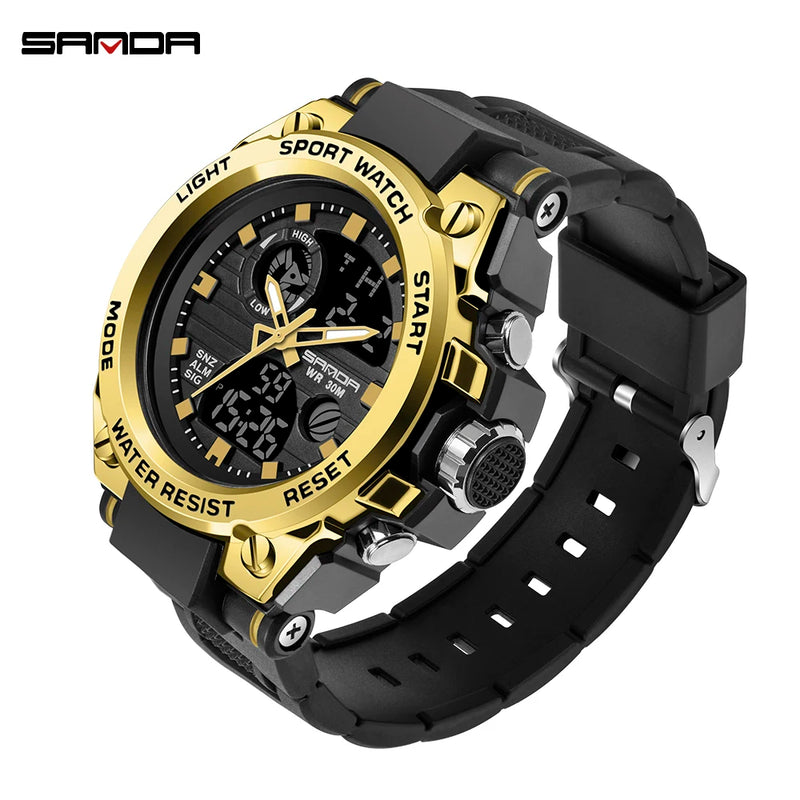 Relógio Masculino Sport Watch Sanda Prova D'água + Display LEDProva