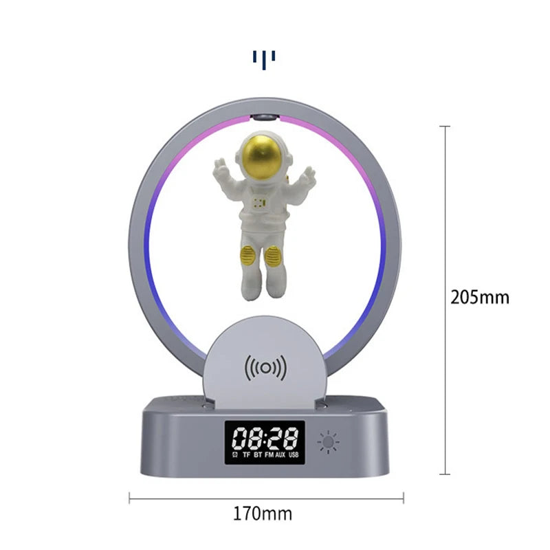 Alto-falante Bluetooth TWS Estilo Astronauta com Levitação Magnética e Luz RGB