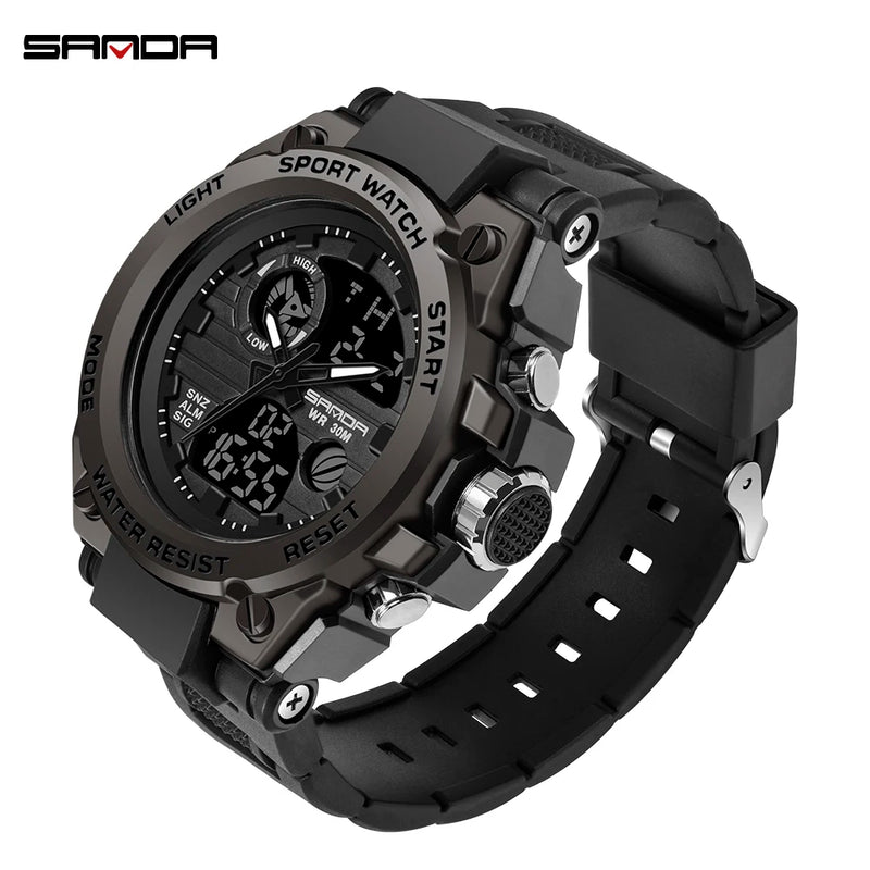 Relógio Masculino Sport Watch Sanda Prova D'água + Display LEDProva